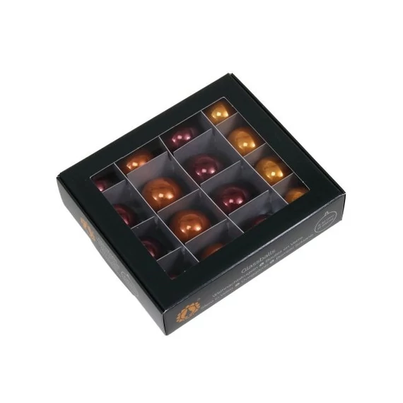 Üveg gömb, 3 cm, caramel brown, 16 db