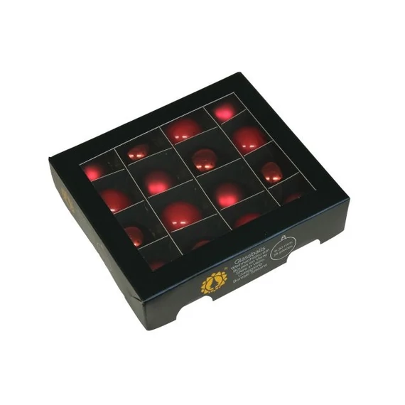 Üveg gömb 3 cm christmas red 16 db