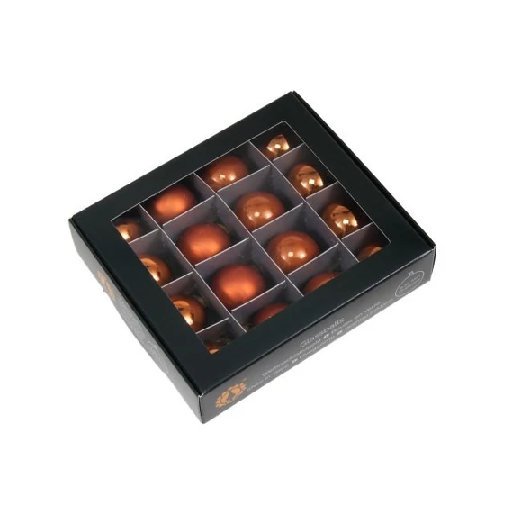 Üveg gömb, 3 cm, mandarin, 16 db