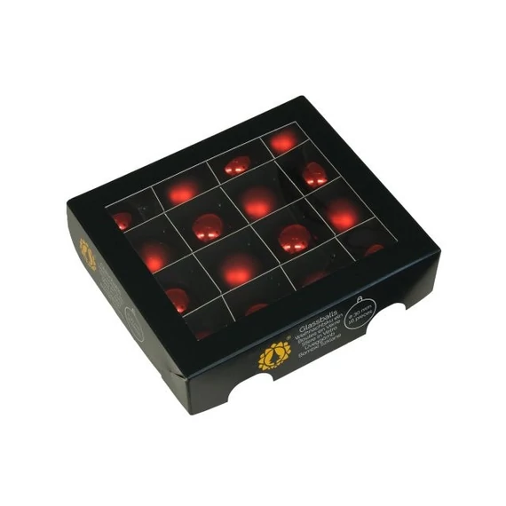 Üveg gömb, 3 cm red combi, 16 db