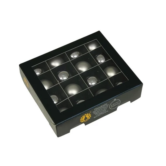 Üveg gömb, 3 cm silver combi, 16 db