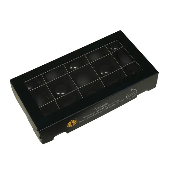 Üveg gömb, 4 cm, black, 15 db