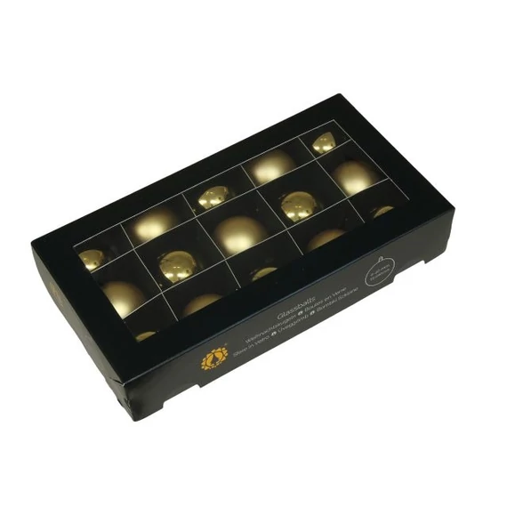 Üveg gömb, 4 cm, bright gold combi, 15 db