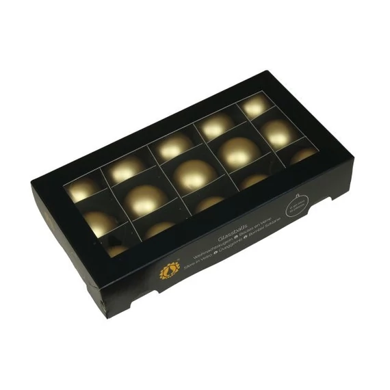 Üveg gömb, 4 cm, bright gold mat, 15 db