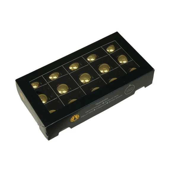 Üveg gömb, 4 cm bright gold shiny, 15 db