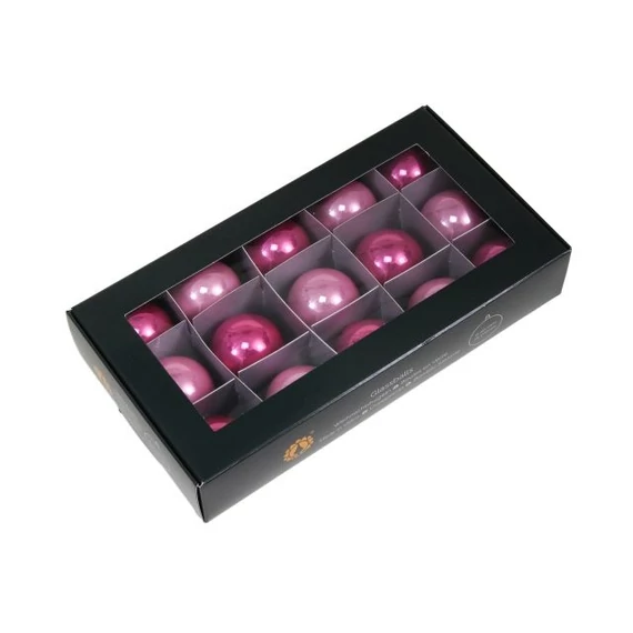Üveg gömb, 4 cm, pink opal, 15 db