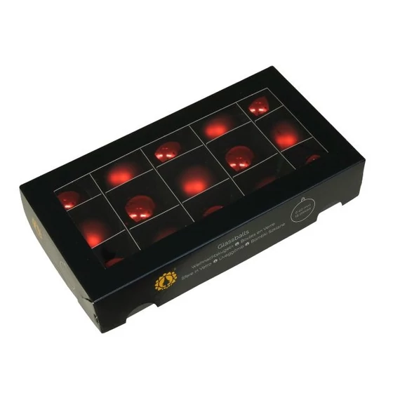 Üveg gömb, 4 cm red combi, 15 db