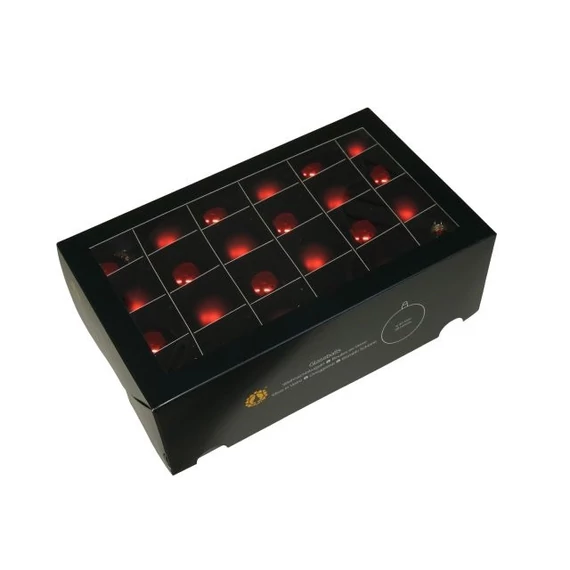 Üveg gömb, 4 cm red combi, 48 db