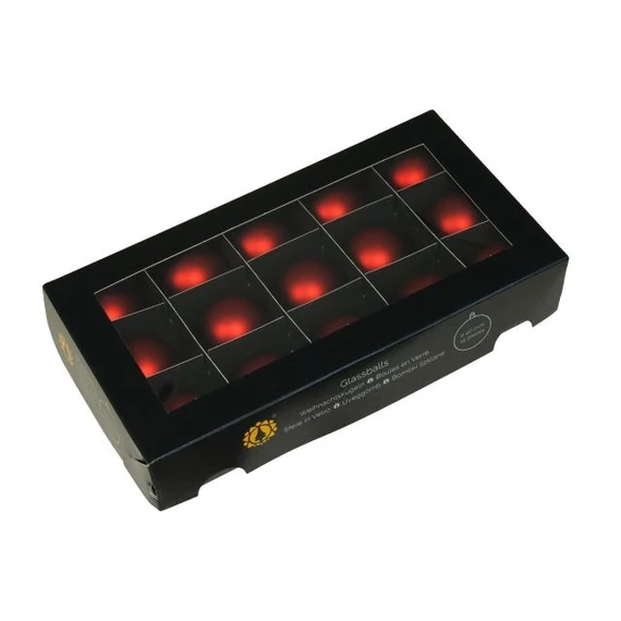 Üveg gömb, 4 cm red mat, 15 db