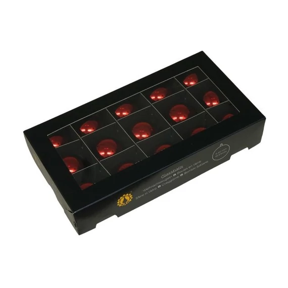 Üveg gömb, 4 cm red shiny, 15 db