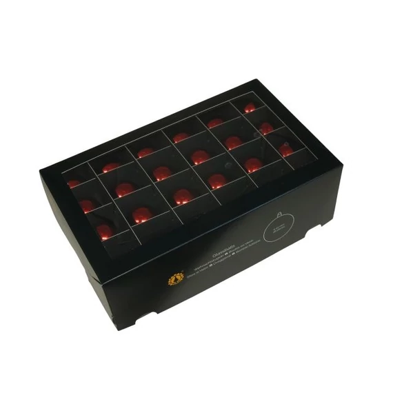 Üveg gömb, 4 cm, red shiny, 48 db
