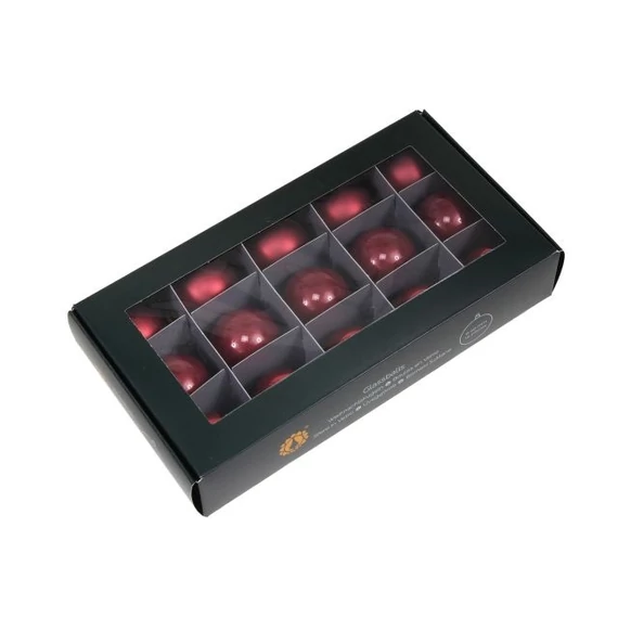 Üveg gömb, 4 cm, ruby, 15 db