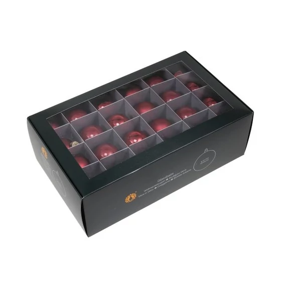 Üveg gömb, 4 cm, ruby, 48 db