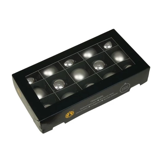 Üveg gömb, 4 cm silver combi, 15 db