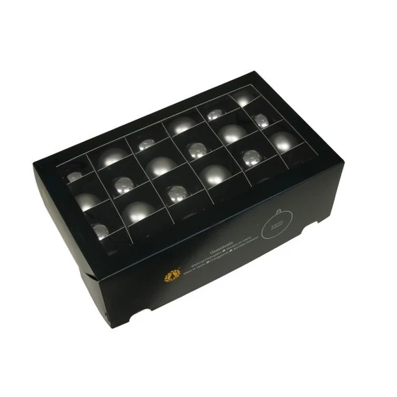 Üveg gömb, 4 cm, silver combi, 48 db