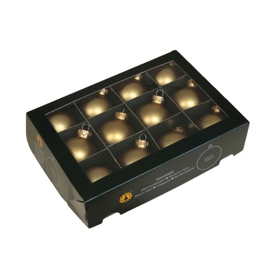 Üveg gömb, 5,7 cm, bright gold mat, 12 db