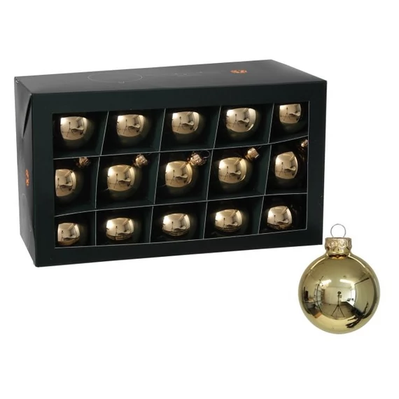 Üveg gömb, 5,7 cm, bright gold shiny, 30 db