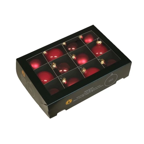 Üveg gömb, 5,7 cm christmas red, 12 db