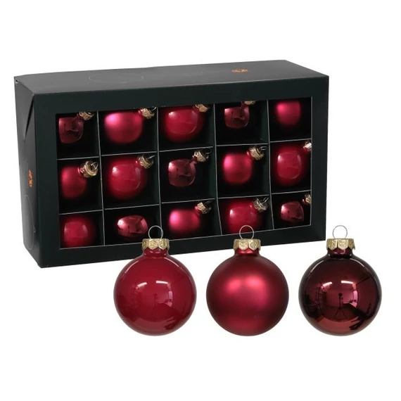 Üveg gömb, 5,7 cm, christmas red, 30 db