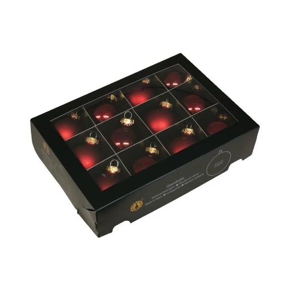 Üveg gömb 5,7 cm dark red combi 12 db
