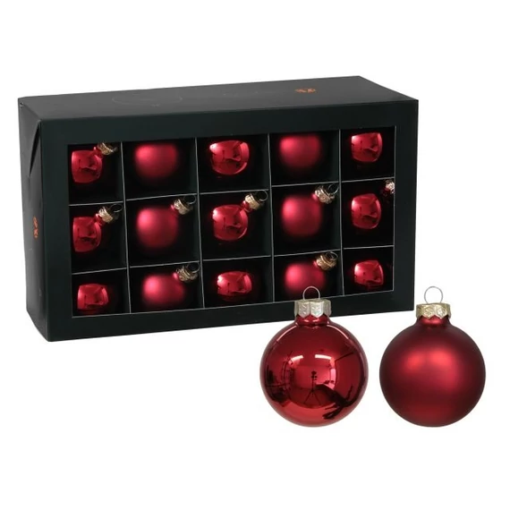 Üveg gömb, 5,7 cm red combi, 30 db
