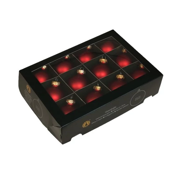 Üveg gömb, 5,7 cm red mat, 12 db
