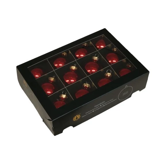 Üveg gömb, 5,7 cm red shiny, 12 db