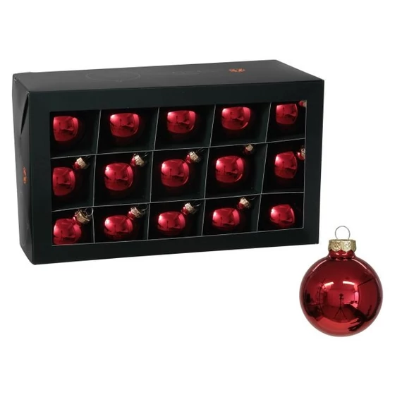 Üveg gömb, 5,7 cm, red shiny, 30 db
