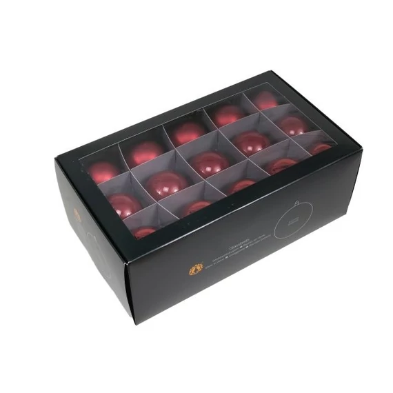 Üveg gömb, 5,7 cm, ruby, 30 db