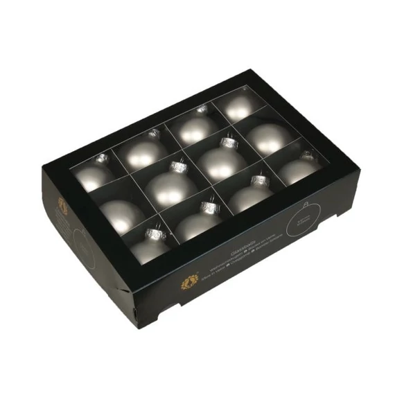 Üveg gömb, 5,7 cm, silver mat, 12 db