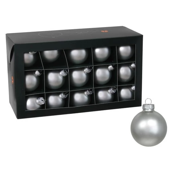 Üveg gömb, 5,7 cm, silver mat, 30 db