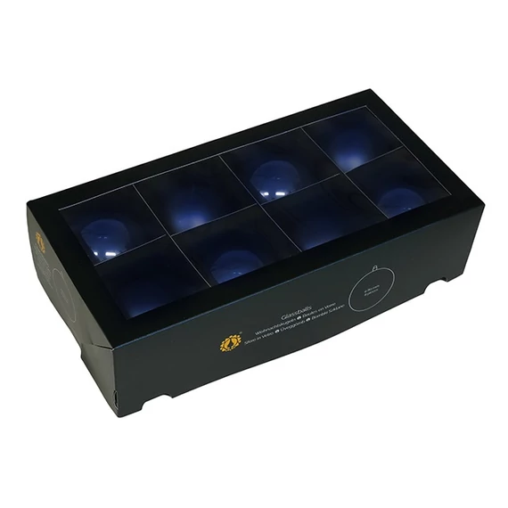 Üveg gömb, 8 cm, night blue, 8 db