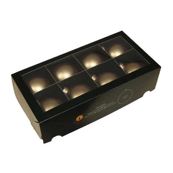 Üveg gömb, 8 cm, bright gold mat, 8 db