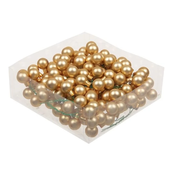 Üveg gömb, betűzős, bright gold, matt, 2 cm, 144 db