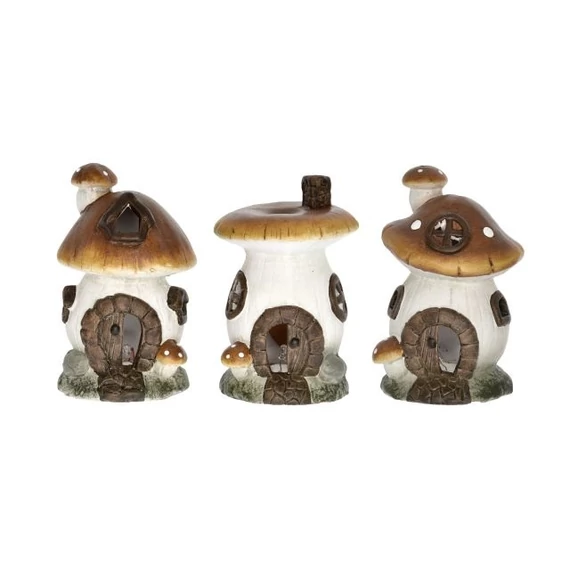 Gomba házikó kerámia 16x14,5x23,5cm barna,fehér 3 féle