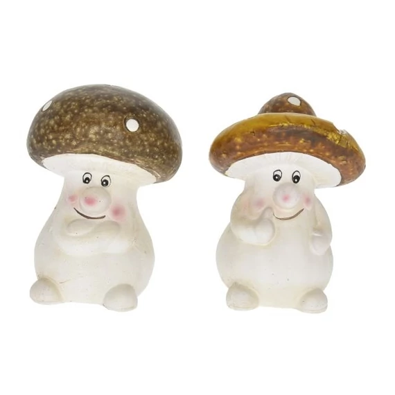 Pöttyös gomba, kerámia, barna-narancs, 8x8,5x11 cm, 2 féle