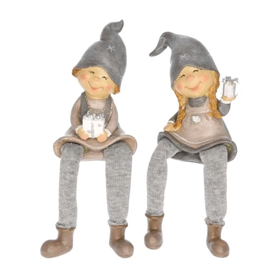 Lógólábú gyerek ajándékkal, poly, szürke, 6,5x4,5x19 cm, 2 féle