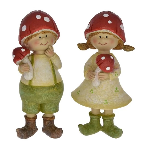 Gyerek fiú/lány gomba kalapban álló poly, 5,5x4,5x14 cm, zöld, piros, sárga, 2 féle