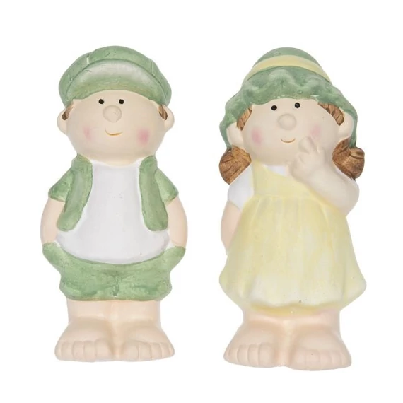Gyerek fiú-lány sapkában álló, 6,2x6,4x13,1 cm, sárga-zöld, 2 féle