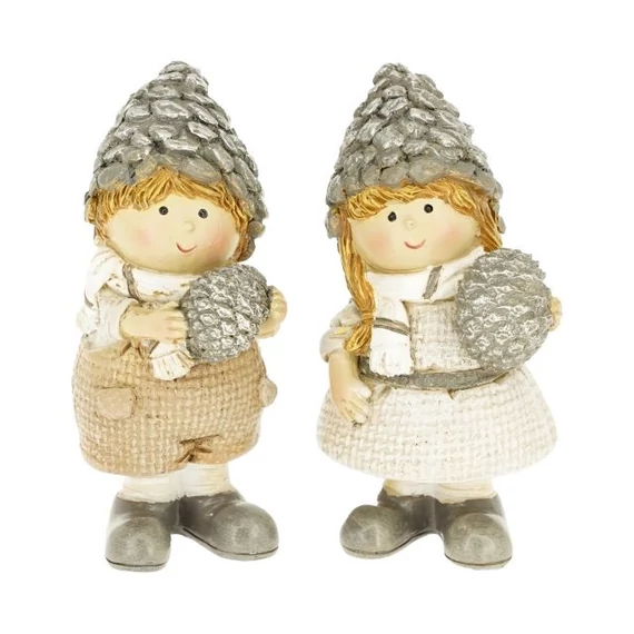 Poly gyerek fiú, lány tobozzal álló 3,5x4x8 cm szürke, bézs (2 féle)