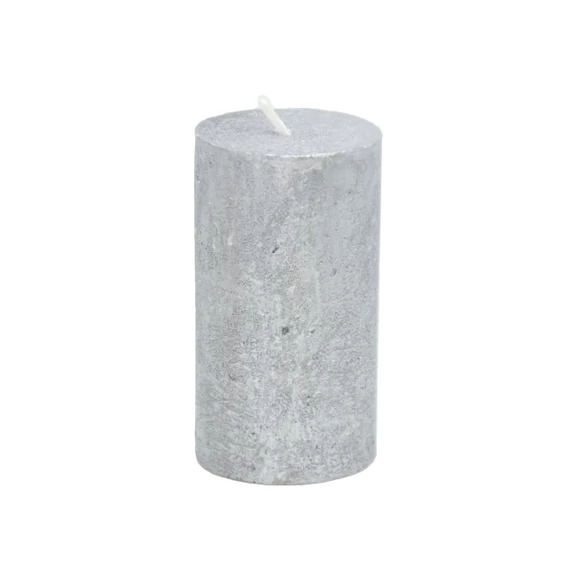 Gyertya henger paraffin 5x9 cm ezüst 4 db
