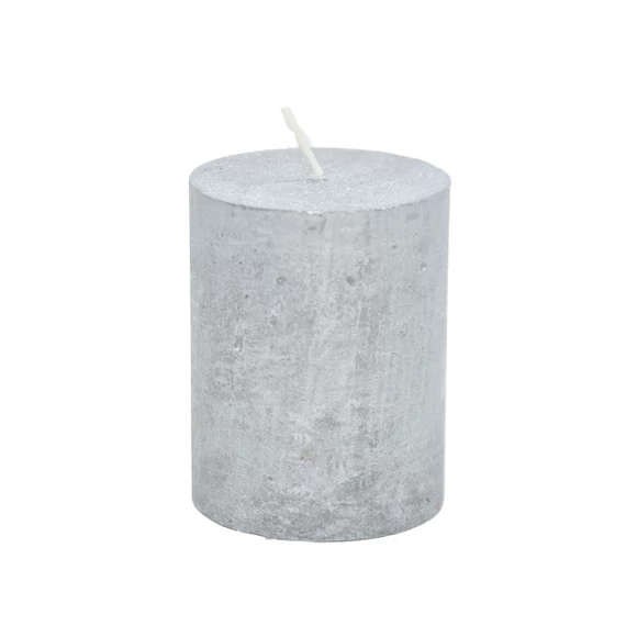 Gyertya henger paraffin 7x9 cm ezüst 4 db