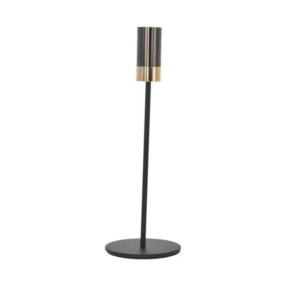 Talpas fém gyertyatartó, fekete, arany, 23,27,31 cm, 3 db