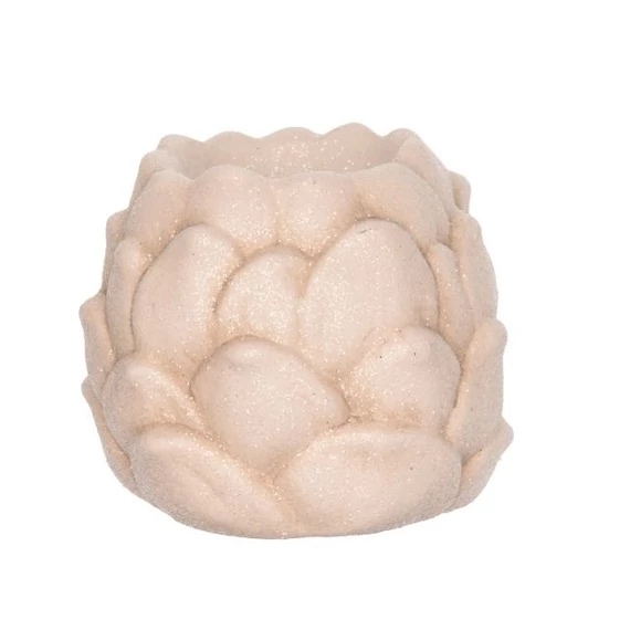 Toboz alakú gyertyatartó, porcelán, fehér, 10,7x10x8,8 cm