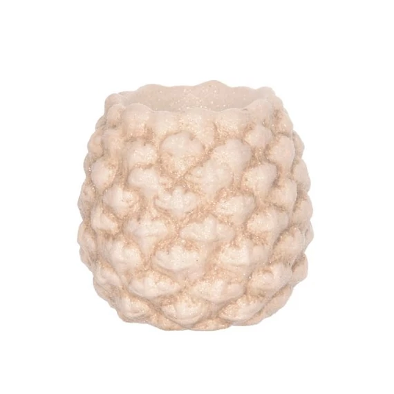 Toboz alakú gyertyatartó, porcelán, 9,8x9,5x9 cm, fehér
