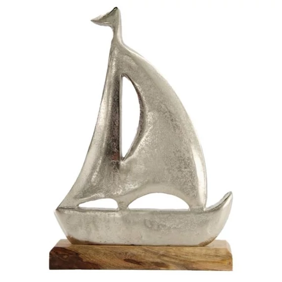 Hajó dekor fém 20x5x12cm ezüst
