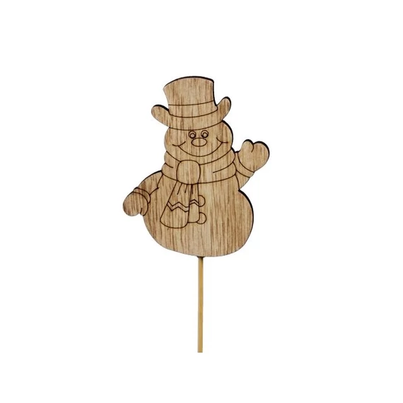 Betűzős hóember, fa, 6,5x8 cm, natúr, 12 db