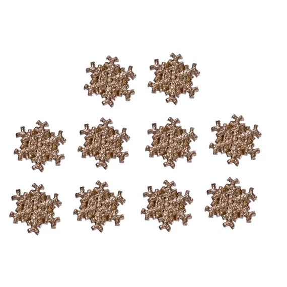 Öntapadós hópehely, poly, 2,5 cm, arany, 10 db
