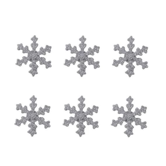 Öntapadós hópihe, poly, 3,4 x 3,4 x 0,5 cm, ezüst glitteres, 6 db