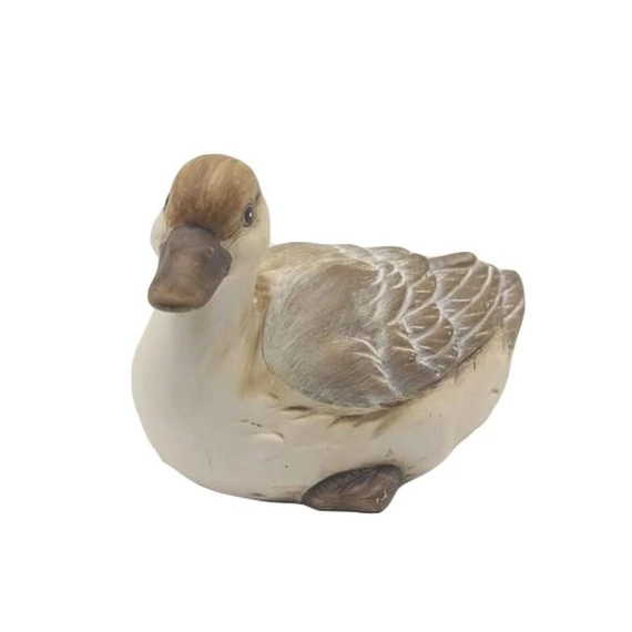 Kerámia kacsa, fehér, barna, 14,4x9,2x10,5 cm